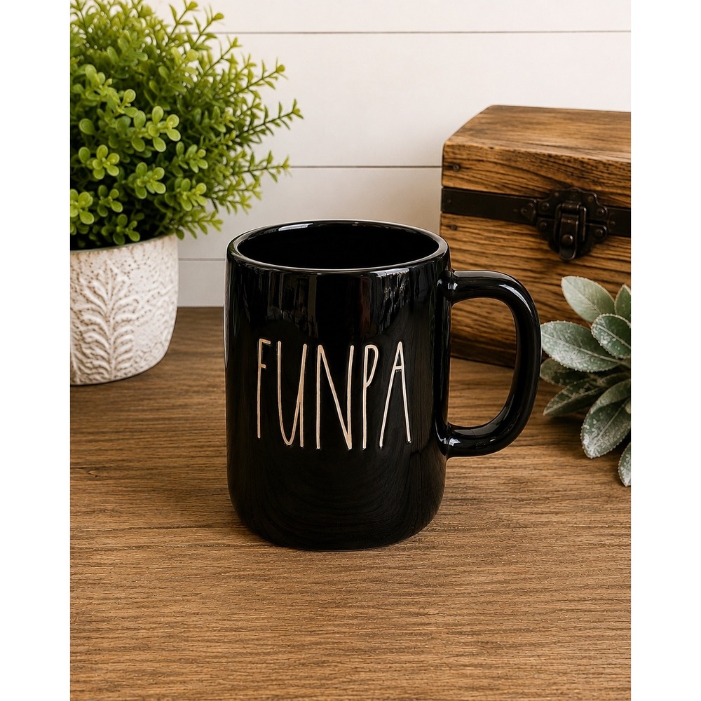 Rae Dunn FUNPA Black Ceramic Coffee Mug Artisan Collection Papa Grandpa Gift